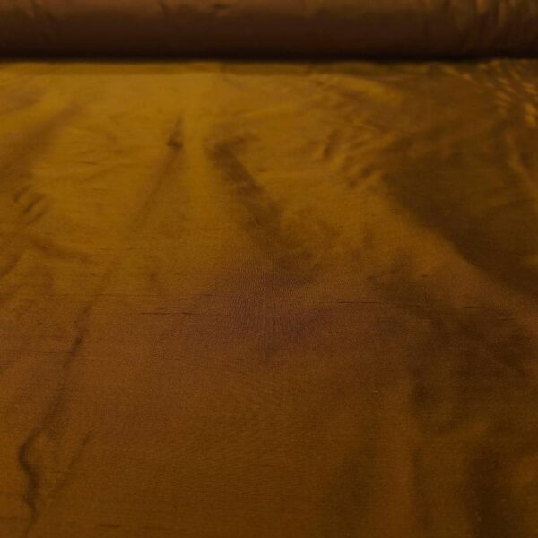 Dupion Brown Black Solid Color Silk Fabric - Image 2