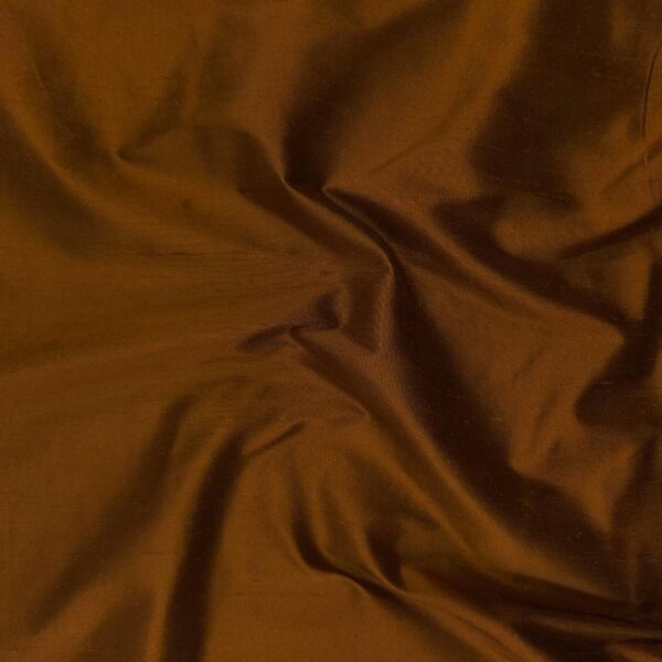 Dupion Brown Black Solid Color Silk Fabric - Image 3