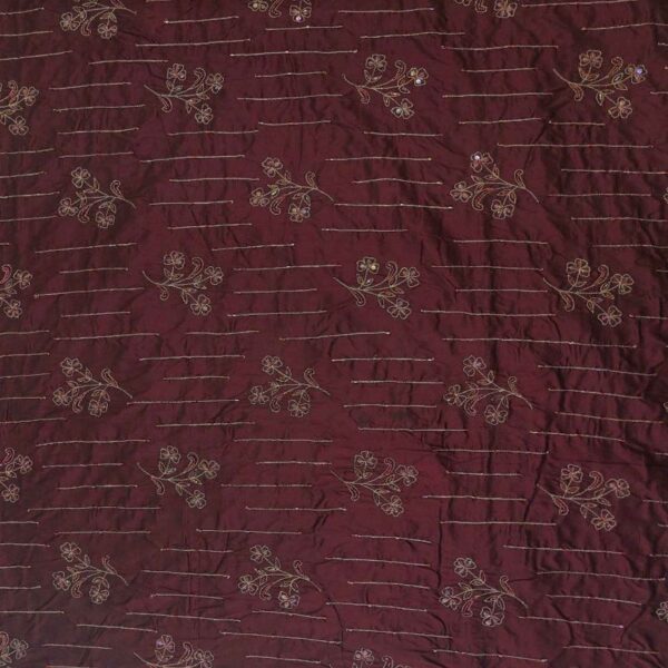 ED 2814 Burgundy Silk Embroidery Fabric - Image 3