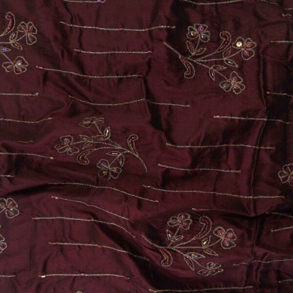 ED 2814 Burgundy Silk Embroidery Fabric - Image 2