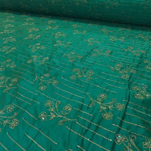 ED 2814 Green Indian Embroidery Fabric - Image 3