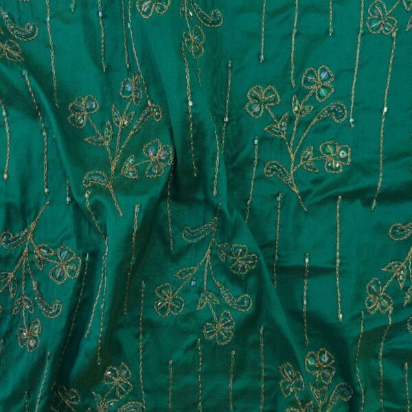 ED 2814 Green Indian Embroidery Fabric - Image 2
