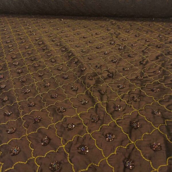 ED 2849 Brown Hand Embroidery Fabric - Image 3