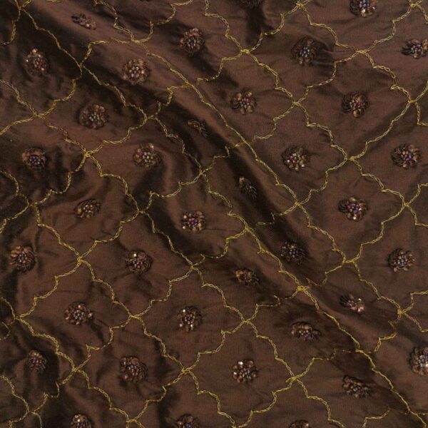 ED 2849 Brown Hand Embroidery Fabric - Image 2