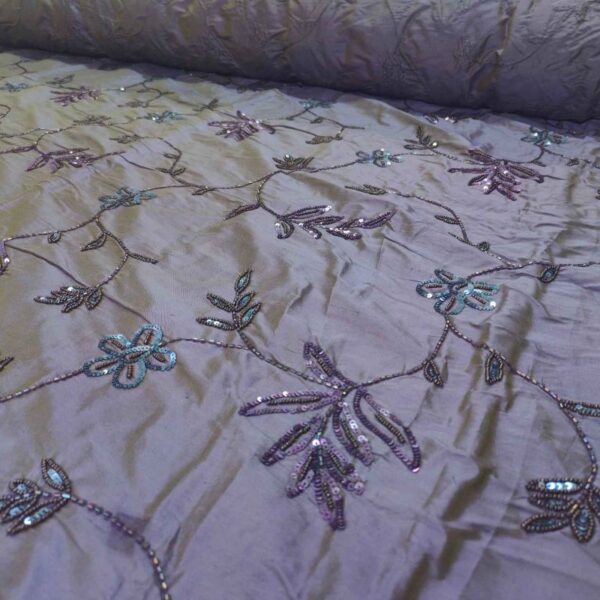 ED 2938 Golden Blue Embroidered Fabric - Image 2