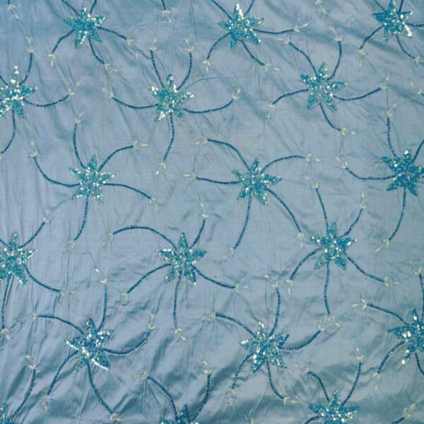 ED 2943 Blue Embroidery Fabric - Image 3