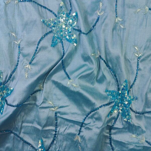 ED 2943 Blue Embroidery Fabric - Image 2