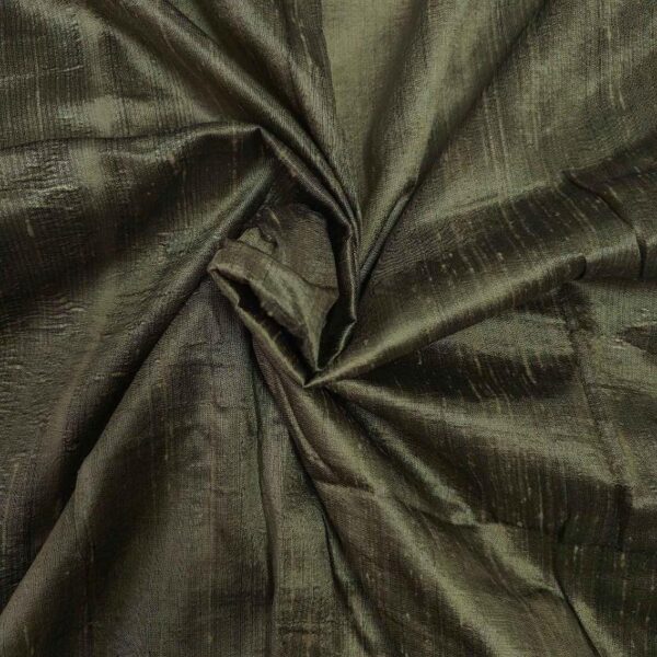 Handmade Dupion BLACK BROWN 100% Silk Fabric