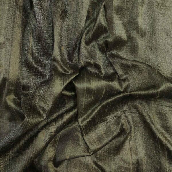 Handmade Dupion BLACK BROWN 100% Silk Fabric - Image 3