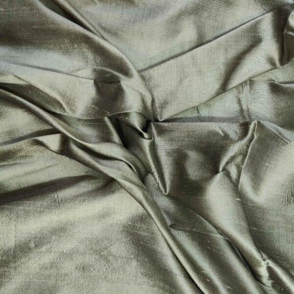 Handmade Dupion BLACK CREAM 100% Silk Fabric - Image 2