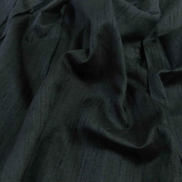 Handmade Dupion Black 100% Silk Fabric - Image 2