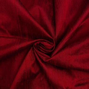 Handmade Dupion BLACK RED 100% Silk Fabric
