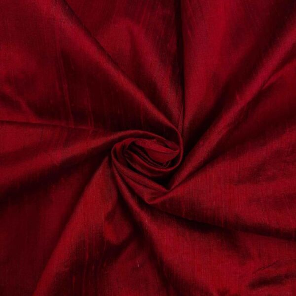 Handmade Dupion BLACK RED 100% Silk Fabric