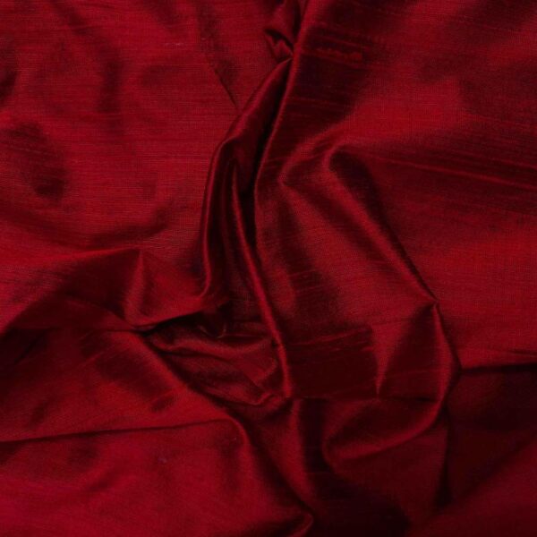 Handmade Dupion BLACK RED 100% Silk Fabric - Image 2