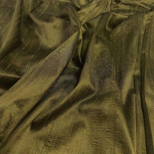Handmade Dupion BRASS 100% Silk Fabric - Image 3