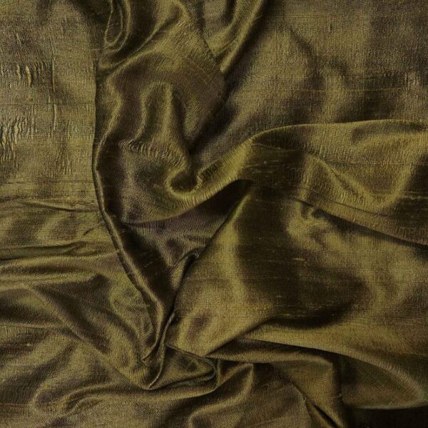 Handmade Dupion BRASS 100% Silk Fabric - Image 2