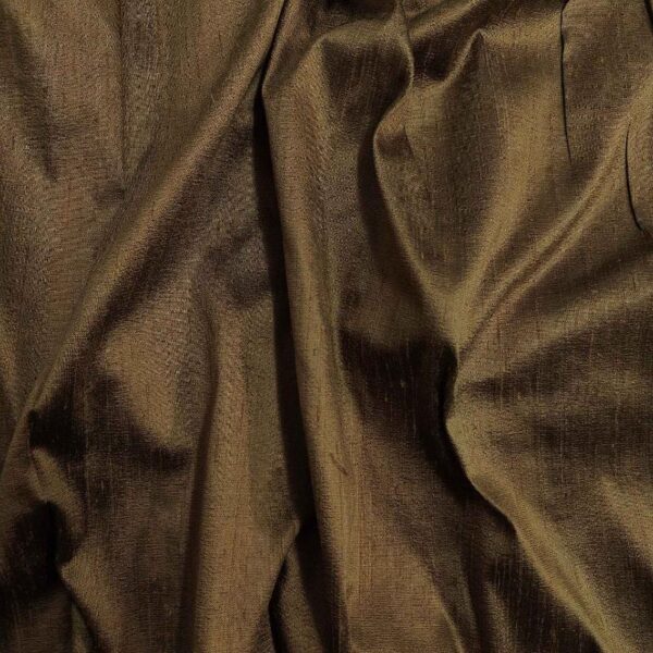 Handmade Dupion BROWN 100% Silk Fabric - Image 3