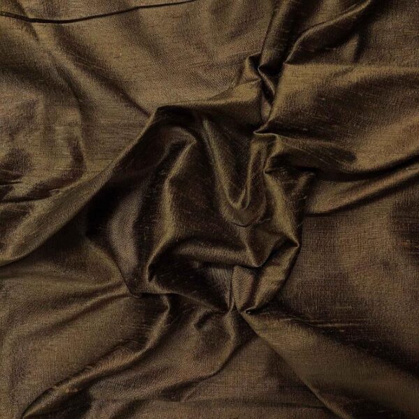 Handmade Dupion BROWN 100% Silk Fabric - Image 2