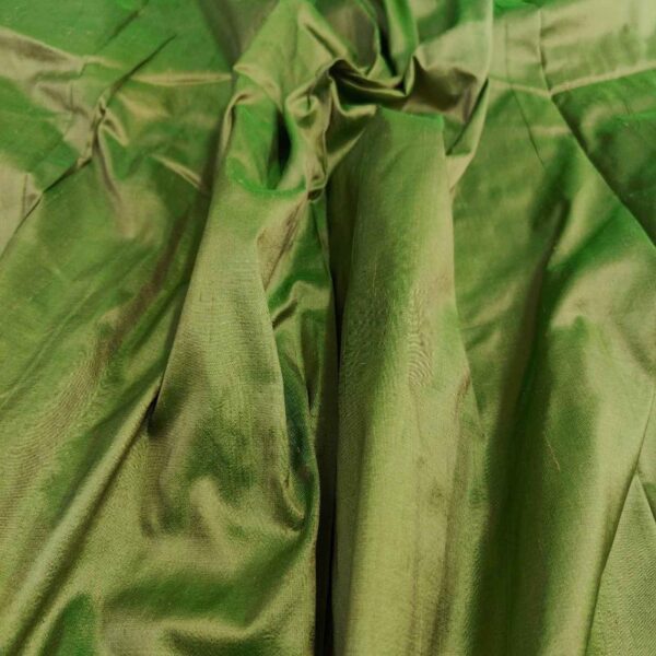 Handmade Dupion GREEN 2 100% Silk Fabric - Image 3