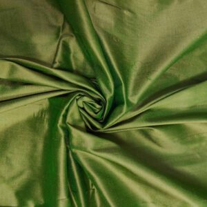 Handmade Dupion GREEN 2 100% Silk Fabric