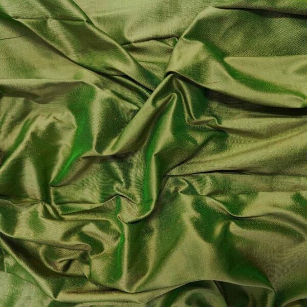 Handmade Dupion GREEN 2 100% Silk Fabric - Image 2