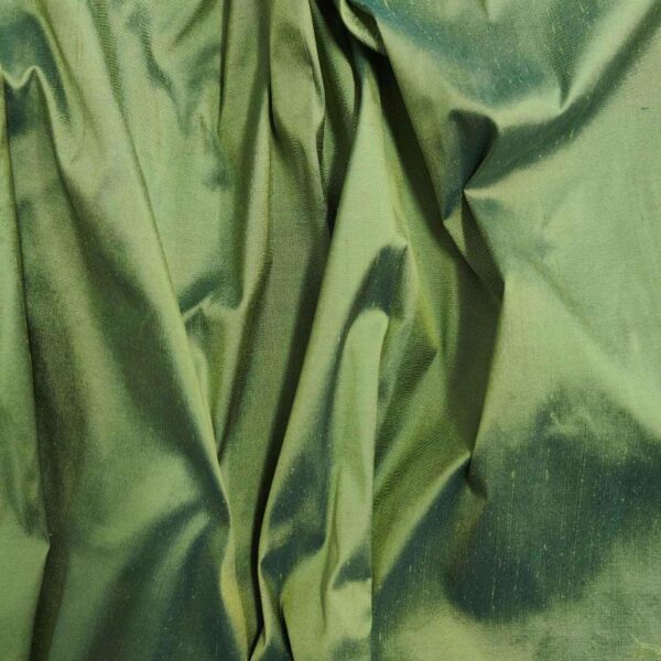 Handmade Dupion GREEN 3 100% Silk Fabric - Image 3