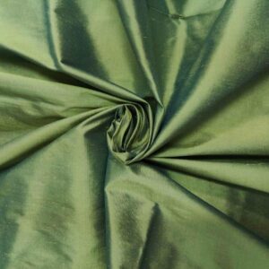 Handmade Dupion GREEN 3 100% Silk Fabric