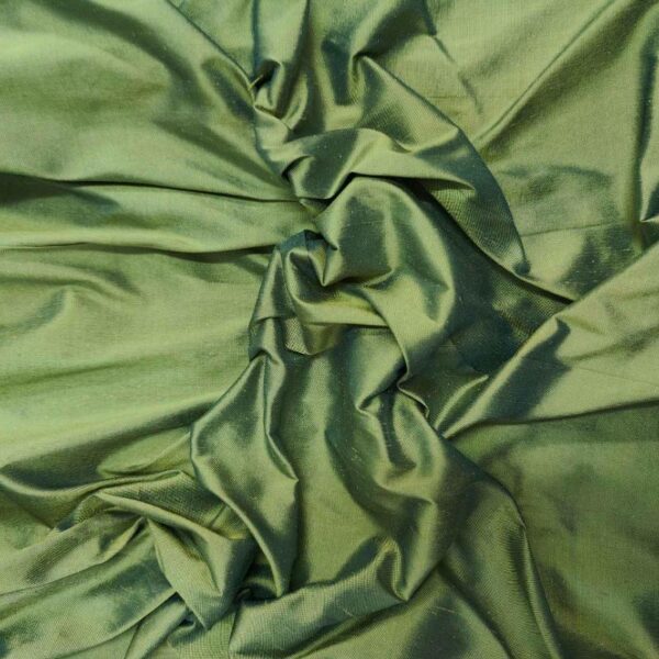 Handmade Dupion GREEN 3 100% Silk Fabric - Image 2