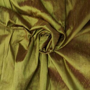Handmade Dupion GREEN RED 100% Silk Fabric