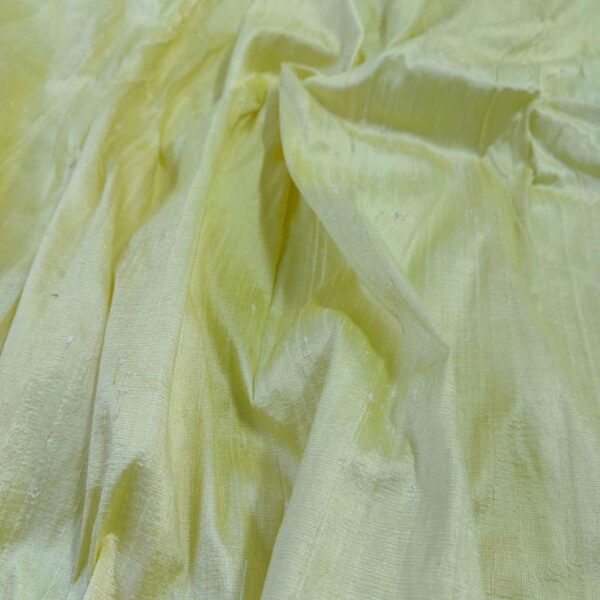 Handmade Dupion LIGHT GOLD WHITE 100% Silk Fabric - Image 2