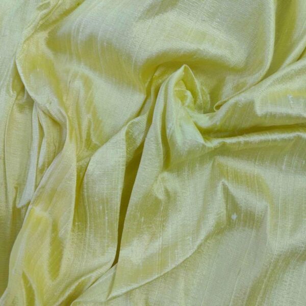 Handmade Dupion LIGHT GOLD WHITE 100% Silk Fabric - Image 3