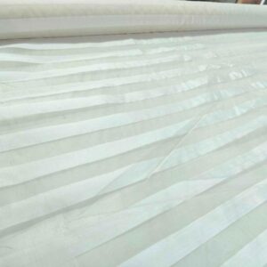 Dupion Organza Stripe Off white Silk Fabric