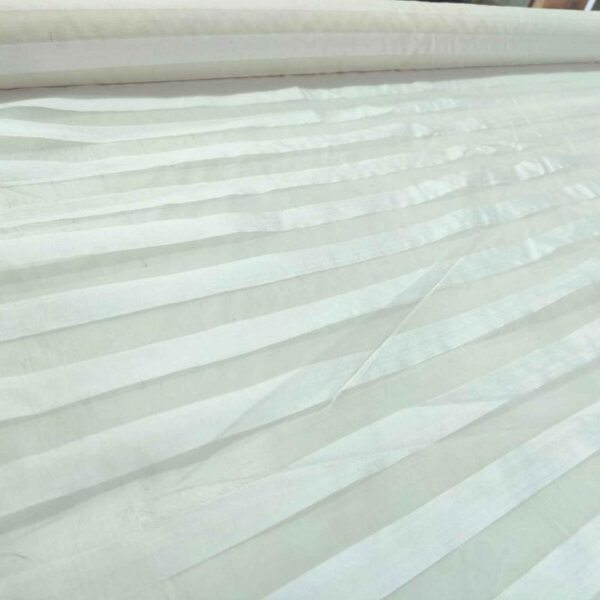 Dupion Organza Stripe Off white Silk Fabric