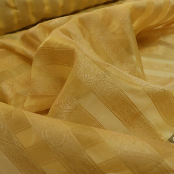 Gold Organza Stripe Silk Fabric