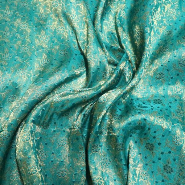 Teal Gold Scarf Fabric - Image 2