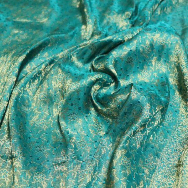 Teal Gold Scarf Fabric - Image 3