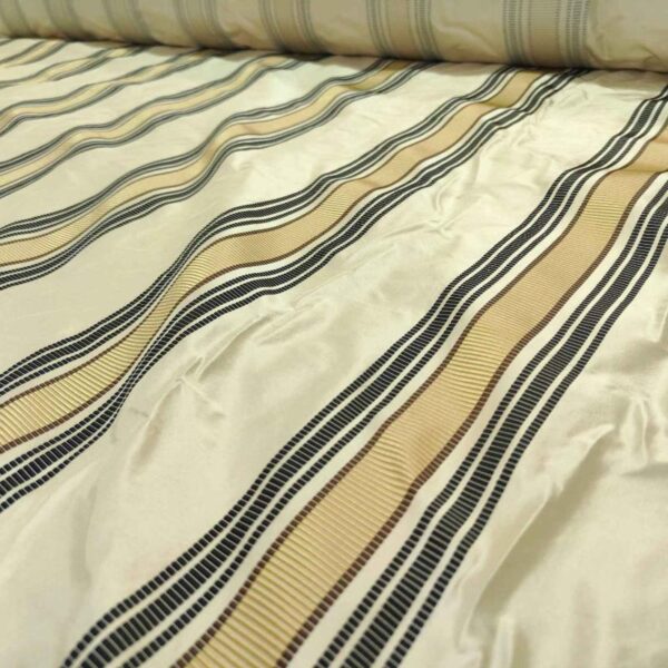 CD 911 Creme SILK SATIN STRIPE FABRIC
