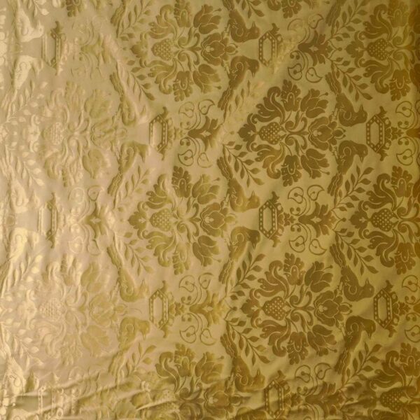 Bird Jacquard-Yellow SILK SATIN STRIPE FABRIC - Image 3
