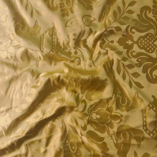 Bird Jacquard-Yellow SILK SATIN STRIPE FABRIC - Image 2
