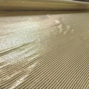 Escada Golden White SILK SATIN STRIPE FABRIC